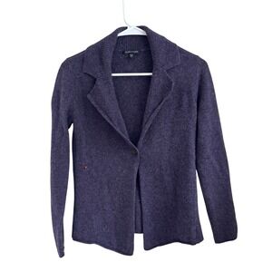 Eileen Fisher Purple Lambswool Cashmere Knit Blazer Cardigan Sweater Small S